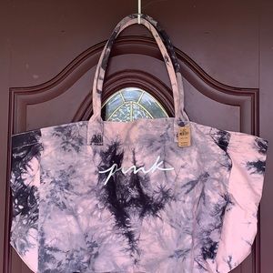 Pink Victoria’s Secret pink and black and pink tie-dye tote